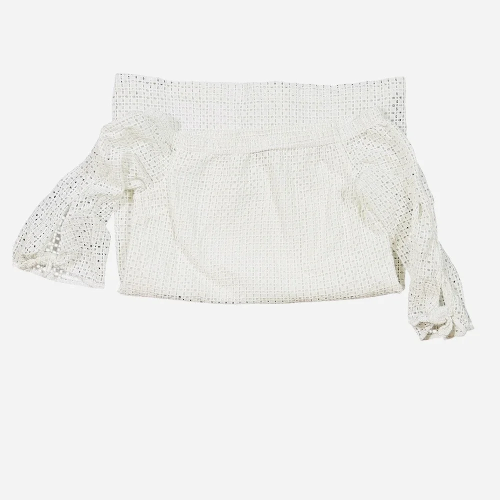 1.STATE Eyelet Cotton Off Shoulder Dress Womens‎ Medium White Shift Mini
